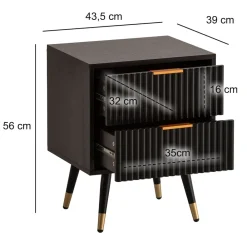 Finebuy Nachttisch Nachtkommode Boxspringbett 56 cm Schwarz Eiche Schubladen New