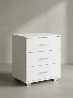 KADIMA DESIGN Nachttisch Holz 3 Schubladen Modern LATINA, 45x34x54 cm Weiß Hot