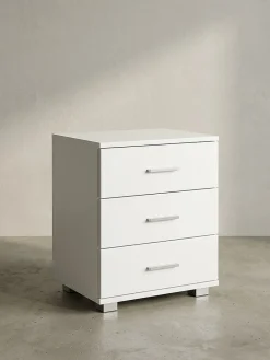 KADIMA DESIGN Nachttisch Holz 3 Schubladen Modern LATINA, 45x34x54 cm Weiß Hot