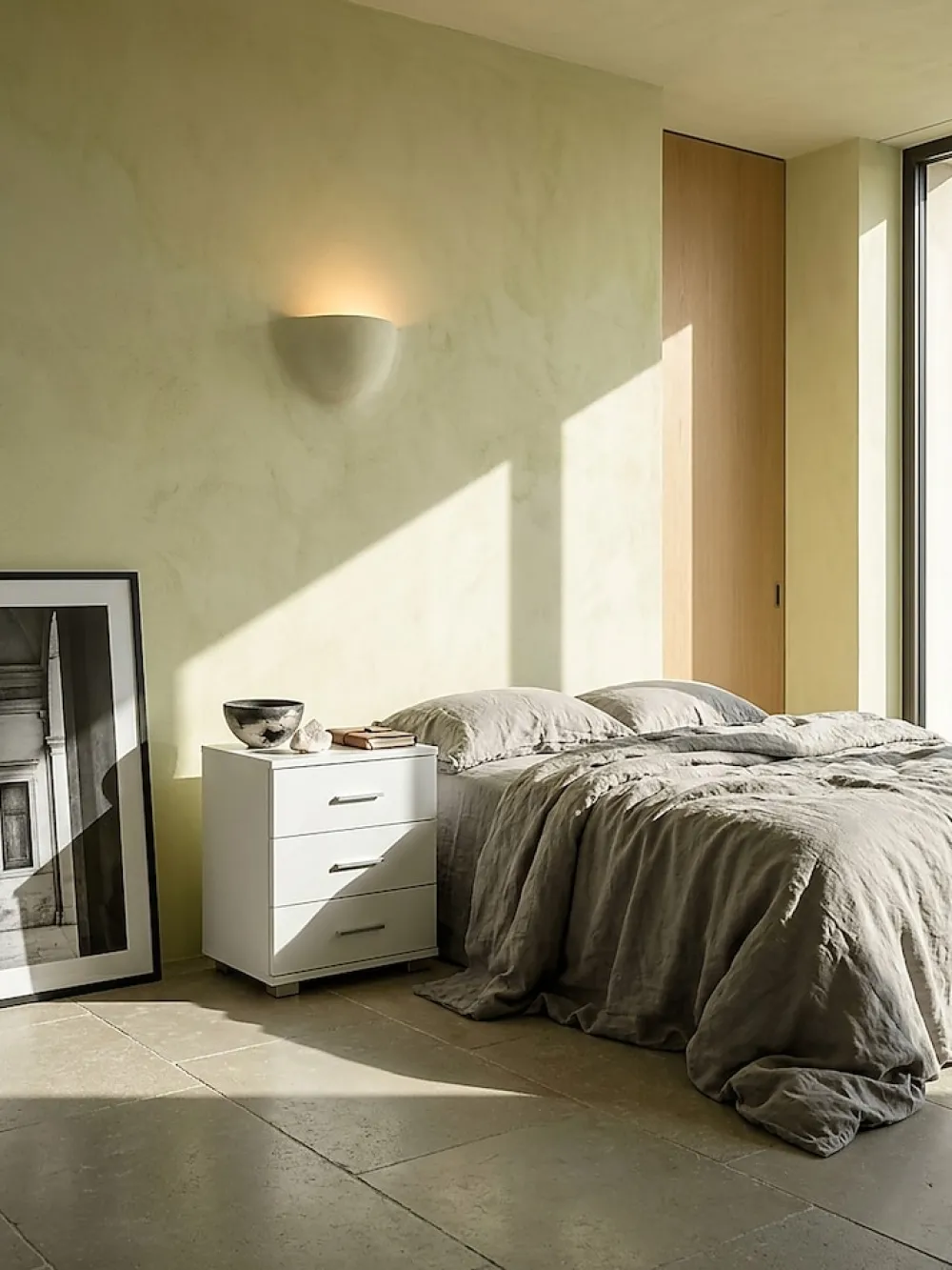 KADIMA DESIGN Nachttisch Holz 3 Schubladen Modern LATINA, 45x34x54 cm Weiß Hot