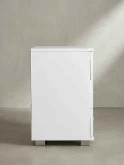 KADIMA DESIGN Nachttisch Holz 3 Schubladen Modern LATINA, 45x34x54 cm Weiß Hot