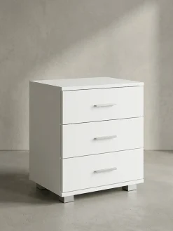KADIMA DESIGN Nachttisch Holz 3 Schubladen Modern LATINA, 45x34x54 cm Weiß Hot