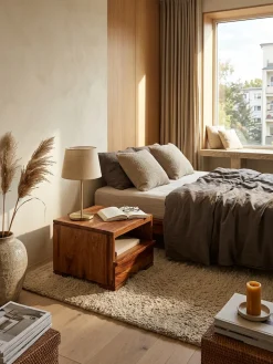 Nachttisch Schublade Ablage Landhausstil MUMBAI, Dunkelbraun 40x40x30 cm ^ KADIMA DESIGN Online