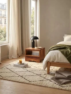 Nachttisch Schublade Ablage Landhausstil MUMBAI, Dunkelbraun 40x40x30 cm ^ KADIMA DESIGN Online