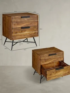 Nachttisch – Massivholz, 60x60x40cm, mit Schubladen, hoch, modern ^ KADIMA DESIGN Hot