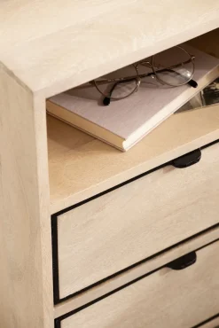 Finebuy Nachttisch Whitewash Massivholz 2 Schubladen Nachtkonsole Design Nachtkästchen New