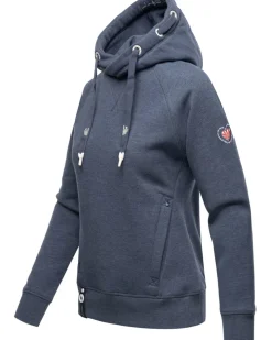 NAVAHOO Damen Kapuzensweatshirt Hoodie mit Kapuze & Breiten Tunnelzugkordeln Liebesmäuschen Apricot Clearance