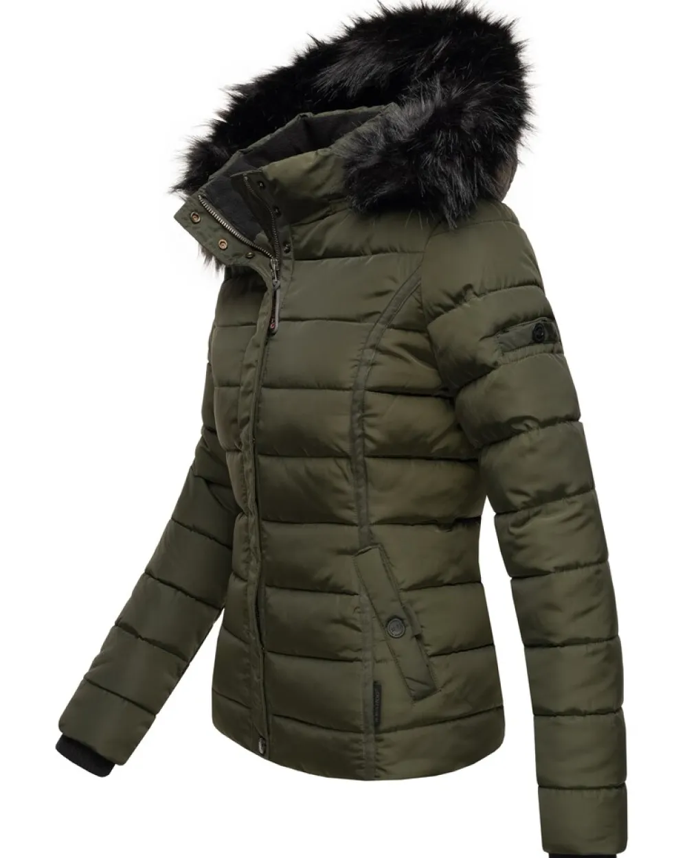 NAVAHOO Damen Steppjacke Hochwertige Winterjacke Mit Voluminöser Kunstpelz-Kapuze Miamor Anthrazit New