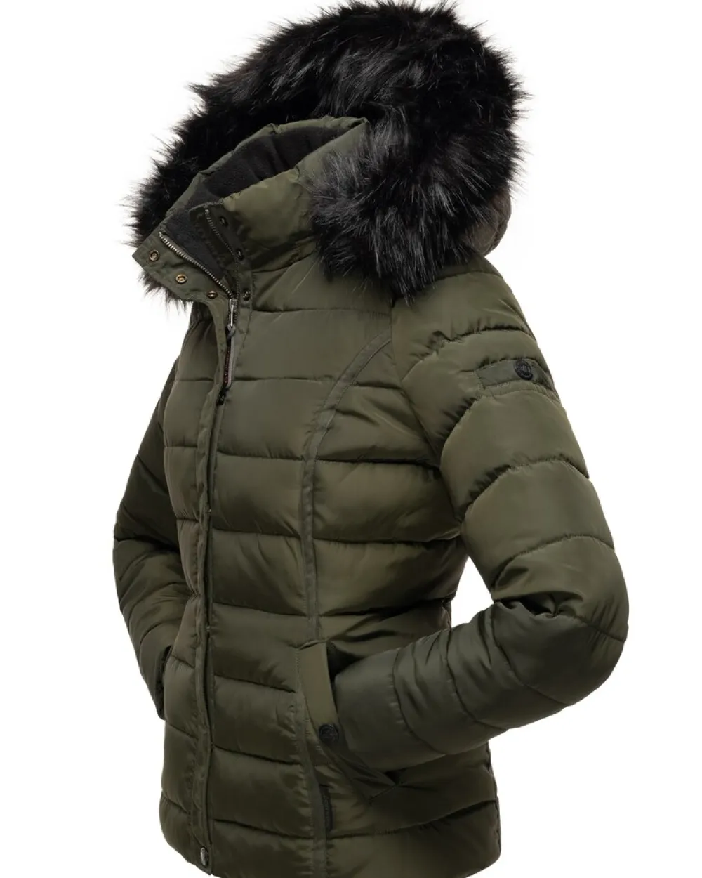 NAVAHOO Damen Steppjacke Hochwertige Winterjacke Mit Voluminöser Kunstpelz-Kapuze Miamor Anthrazit New