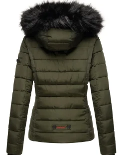 NAVAHOO Damen Steppjacke Hochwertige Winterjacke Mit Voluminöser Kunstpelz-Kapuze Miamor Anthrazit New