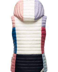 Damen Steppweste Ärmellose Weste im Colourblocking-Stil und Kapuze Shadaa Multikulti ^ NAVAHOO New