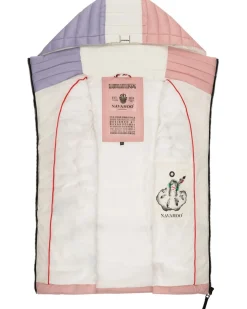 Damen Steppweste Ärmellose Weste im Colourblocking-Stil und Kapuze Shadaa Multikulti ^ NAVAHOO New