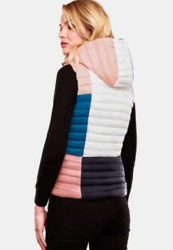 Damen Steppweste Ärmellose Weste im Colourblocking-Stil und Kapuze Shadaa Multikulti ^ NAVAHOO New