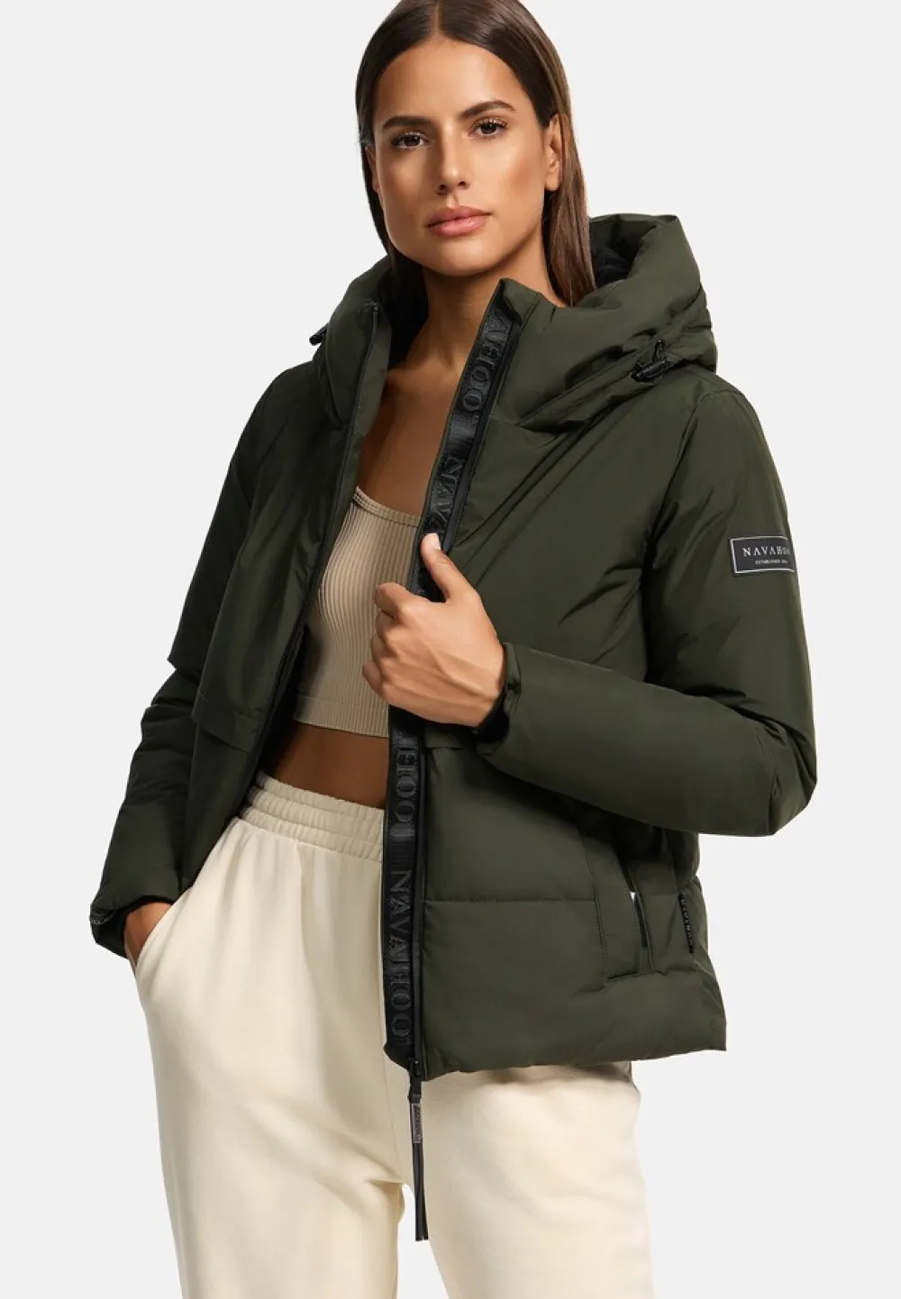 Damen Winterjacke Recyceltes gefütterte Outdoor Jacke Kapuze & Stehkragen Liebesküken ^ NAVAHOO Hot
