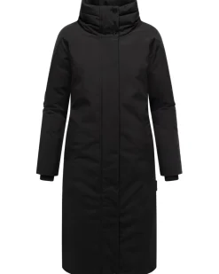 NAVAHOO Damen Wintermantel langer Mantel warm, wasserabweisend, winddicht, atmungsaktiv, Damenjacke für Winter Traumblüte Schwarz Outlet