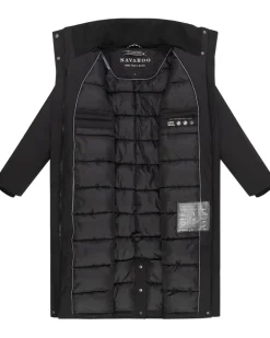 NAVAHOO Damen Wintermantel langer Mantel warm, wasserabweisend, winddicht, atmungsaktiv, Damenjacke für Winter Traumblüte Schwarz Outlet