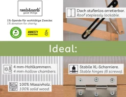 needs&wants® Frühbeet Aufsatz klein aus Holz Bausatz, Frühbeetkasten mit Abdeckung Gewächshaus mit Deckel wetterfest für Garten Balkon Outdoor, 90x82x32 cm, Polycarbonat, dunkel-braun Discount
