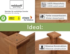 Großes Hochbeet Stufenbeet 3-stufig aus Holz für Garten Terrasse, Pflanzbeet Pflanztreppe XL quadratisch, Etagen Blumenbeet Kräuterbeet Blumentreppe, 123,5 x 123,5 x 53 cm, braun ^ needs&wants® Discount