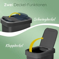 Novaliv Abfalleimer-Set 10L + 25L, Mülleimer mit 2in1 Deckel, Klappdeckel & Schwingdeckel, Anti-Geruch Mülleimer für Bad Küche Haushalt Büro, Müll Eimer Abfall Kunststoff Abfallbehälter Best