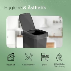 Novaliv 3er-Set Mülleimer 50L mit 2in1 Deckel, Klappdeckel & Schwingdeckel, Anti-Geruch Abfalleimer für Küche Haushalt Büro, Müll Eimer Abfall Trash Bin Kunststoff Abfallbehälter Mülltonne Discount