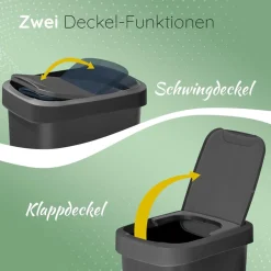 Novaliv Mülleimer 25L mit 2in1 Deckel, Klappdeckel & Schwingdeckel, Anti-Geruch Abfalleimer für Küche Haushalt Büro, Müll Eimer Abfall Trash Kunststoff Abfallbehälter Mülltonne Müllbehälter