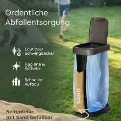 Müllsackständer mit Deckel für 70L-120L Müllsäcke, extra Robust & Fester Stand Outdoor geeignet, gelber Sack Müllständer Gelbersack-Halter Müll Abfall Ständer Aufbewahrung Mülltonne ^ Novaliv Sale