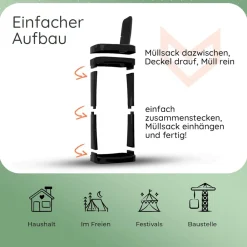 Sparset 10x Müllsackständer mit Deckel für 70L-120L Müllsäcke, extra Robust & Fester Stand Outdoor geeignet, gelber Sack Müllständer Gelbersack-Halter Müll Abfall Ständer Mülltonne ^ Novaliv Online