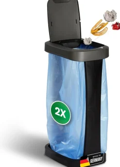 2X Müllsackständer mit Deckel für 70L-120L Müllsäcke, extra Robust & Fester Stand Outdoor geeignet, gelber Sack Müllständer Gelbersack-Halter Müll Abfall Ständer Holder Mülltonne ^ Novaliv New