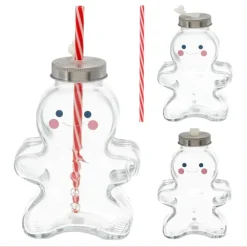 2X Tassen Glühwein 440 ml Personalisierte Weihnachtstasse mit Trinkhalm - Lebkuchenmann als Glühweinbecher - Christbaumkugel Motiv Tasse Tannenbaum Kugel Weihnachtstassen Handwärmer Mugs ^ Novaliv Clearance