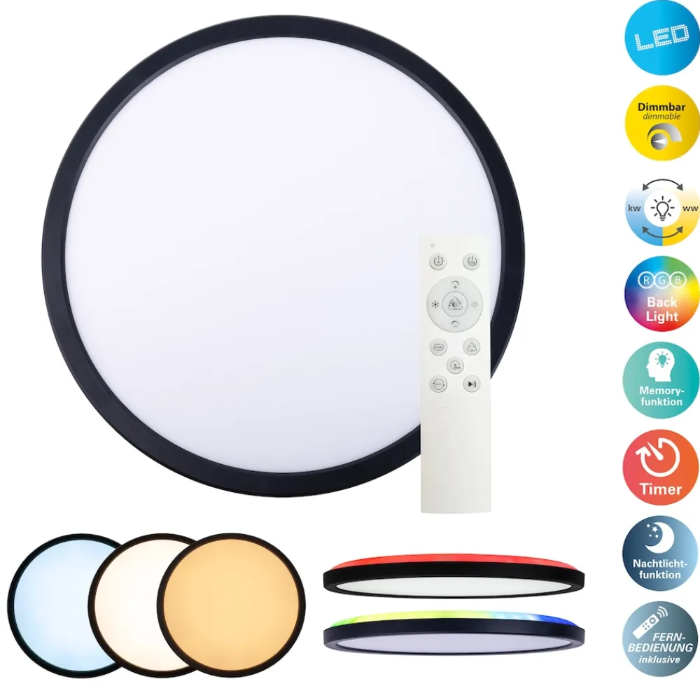 Näve LED / CCT Deckenleuchte "CARLO" inkl. RGB-Backlight Ø: 29,3cm Outlet
