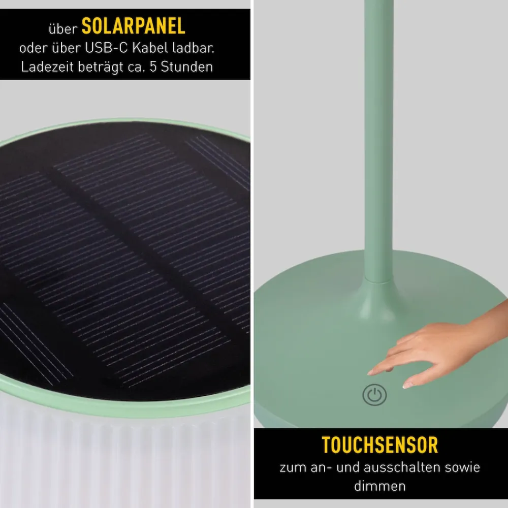 Näve LED / CCT Solar-/ Akkutischleuchte "EMMI" H: 38cm mint Best