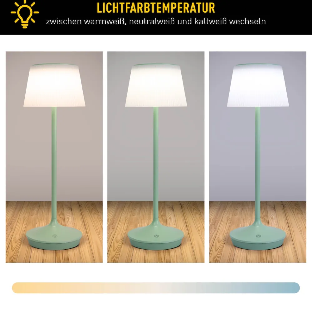 Näve LED / CCT Solar-/ Akkutischleuchte "EMMI" H: 38cm mint Best