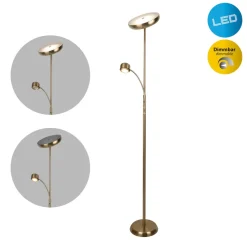LED Stehleuchte "ROMIS" mit Lesearm H: 180cm messing matt ^ Näve New