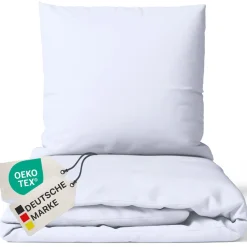 Bettwäsche Set DreamScience Renforcé Uni - Atmungsaktiv & Weich - 100% Baumwolle - Mit Reißverschluss Größe:;Farbe:weiß ^ NYVI Outlet