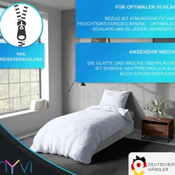 Bettwäsche Set DreamScience Renforcé Uni - Atmungsaktiv & Weich - 100% Baumwolle - Mit Reißverschluss Größe:;Farbe:weiß ^ NYVI Outlet