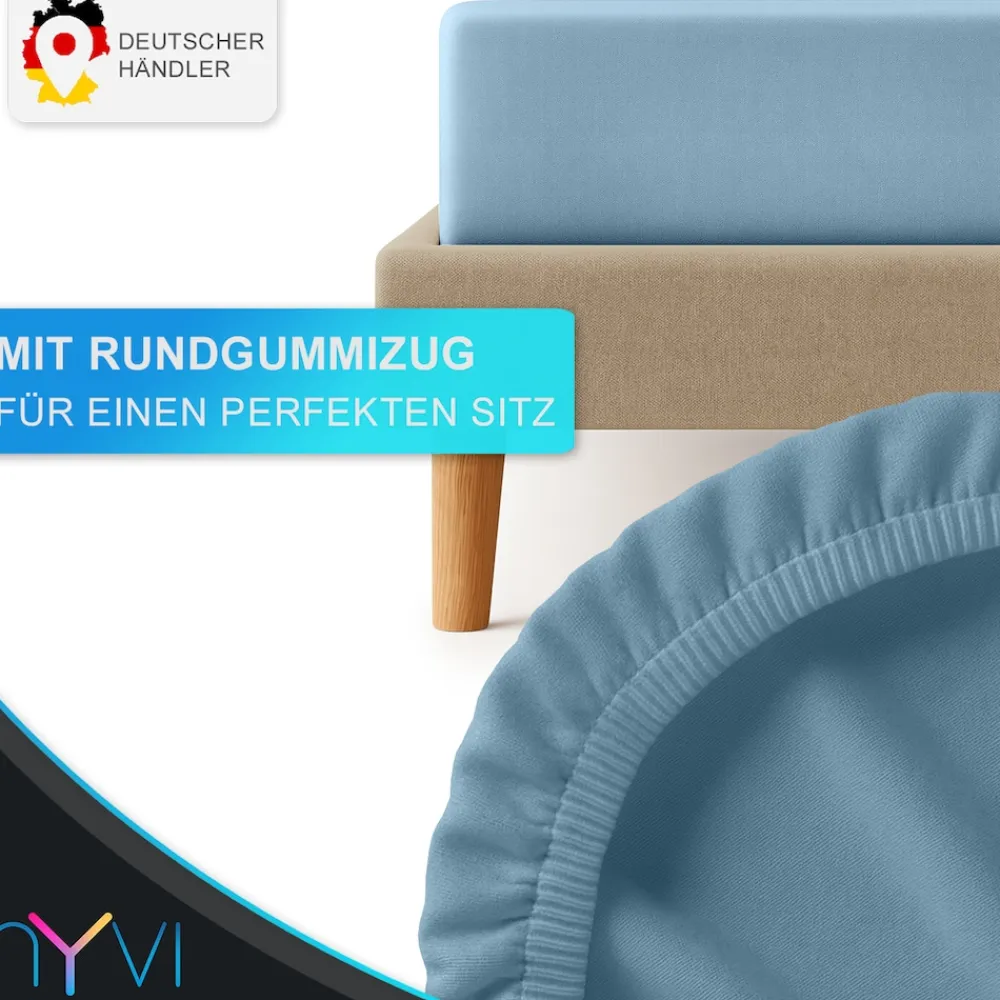 Edel Jersey Spannbettlaken Deluxe für Matratzen bis 25 cm Steghöhe - 100% Baumwolle supergekämmt, 140g/m², Rundumgummizug Farbe:Schwarz;Größe: (2er Set) ^ NYVI
