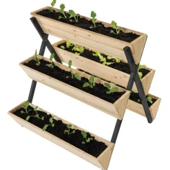 NYVI Hochbeet Blumentreppe Green mit 5 Abteilungen – Pflanzregal für Pflanzen, Gemüse. Kräuter & Blumen Braun Best