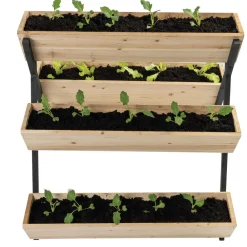 NYVI Hochbeet Blumentreppe Green mit 5 Abteilungen – Pflanzregal für Pflanzen, Gemüse. Kräuter & Blumen Braun Best