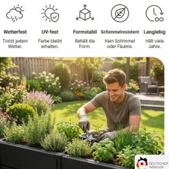 NYVI Hochbeet Green - Gartenbeet aus wetterfestem & recyceltem Kunststoff - Pflanzenbeet Ausführung:XL 158x82x61cm 672 Liter Anthrazit Outlet
