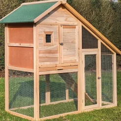 NYVI Kaninchenstall Semplice mit Auslauf - Kleintierstall mit Gehege - Winterfest & Wetterfest für Draußen braun Best
