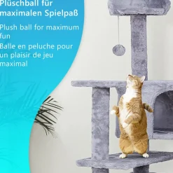 NYVI Katzen Kratzbaum Luzifer 134 cm - Deluxe Katzenbaum mit Katzenhöhlen, Plattformen, Katzenspielzeug und Sisal Kratzsäule Grau New