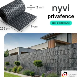NYVI Polyrattan Sichtschutzstreifen Privafence 255 x 19 cm - Sichtschutz für Doppelstabmatten Zaun Farbe:Anthrazit;Anzahl:5 Braun und Beige Best