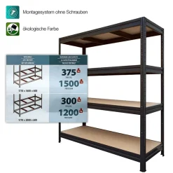 Weitspannregal | Schwarz | Höhe: 177 cm | Breite: 160 cm ^ officemarshal Online