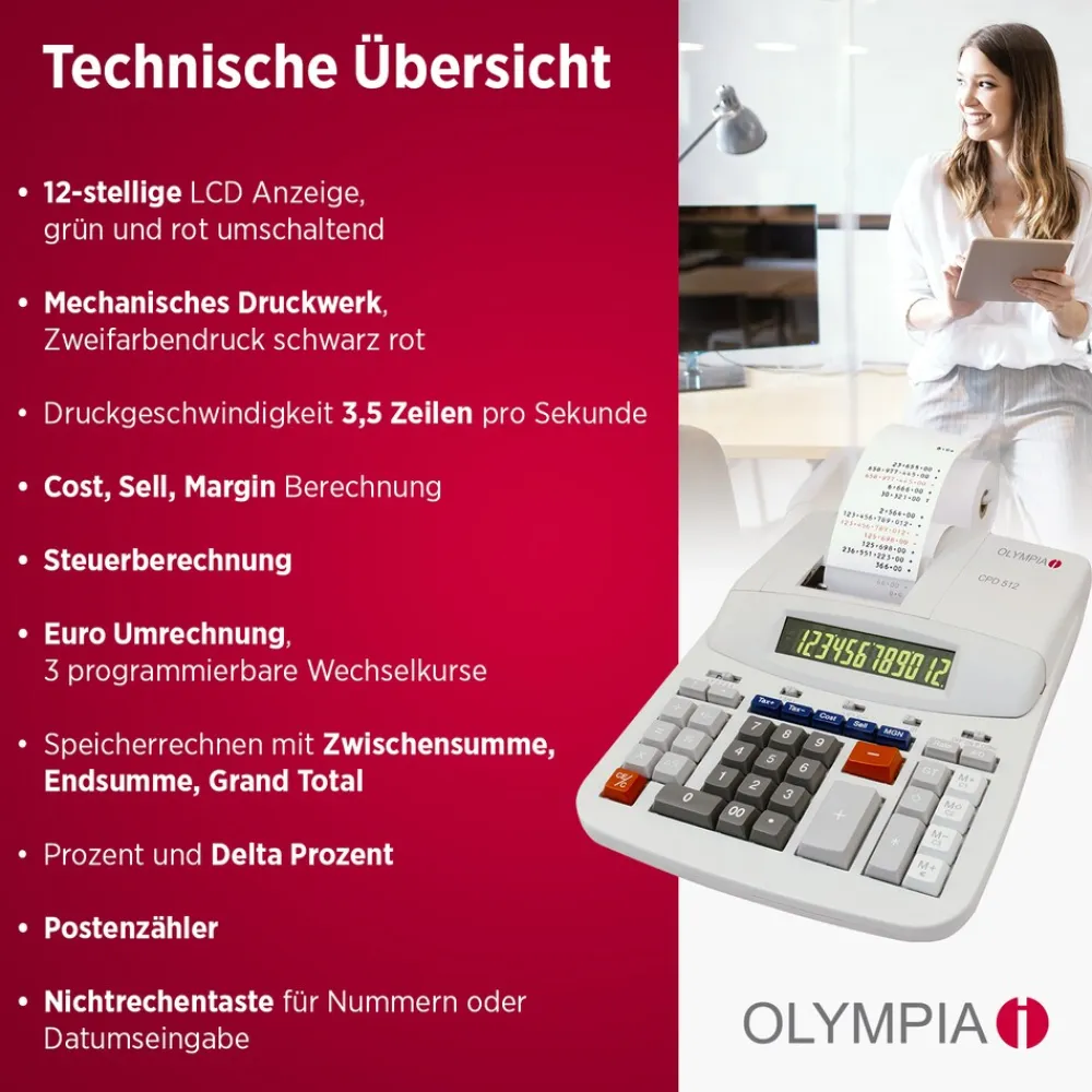CPD 512 Tischrechner mit mechanischem Druckwerk ^ Olympia Sale