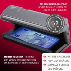 Geldscheinprüfgerät Wasserzeichentest 2x 3W UV LED UV587 ^ Olympia