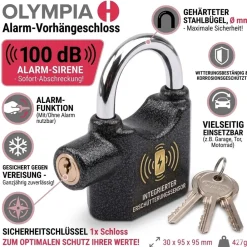 S 100 Vorhängeschloss mit Alarmfunktion und Erschütterungssensor, 100 dB ^ Olympia Clearance