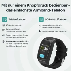 One Button Phone Notrufuhr Modell 2024 Schwarz Discount