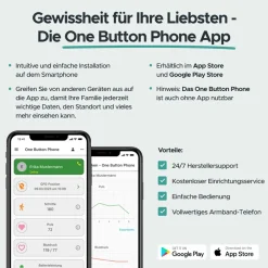 One Button Phone Notrufuhr Modell 2024 Schwarz Discount