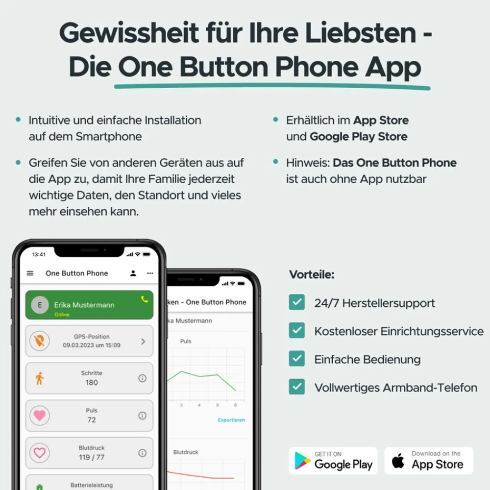 One Button Phone Notrufuhr Modell 2024 Schwarz Discount