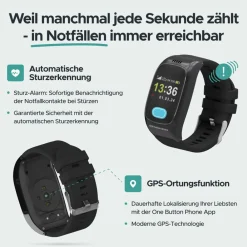 One Button Phone Notrufuhr Modell 2024 Schwarz Discount